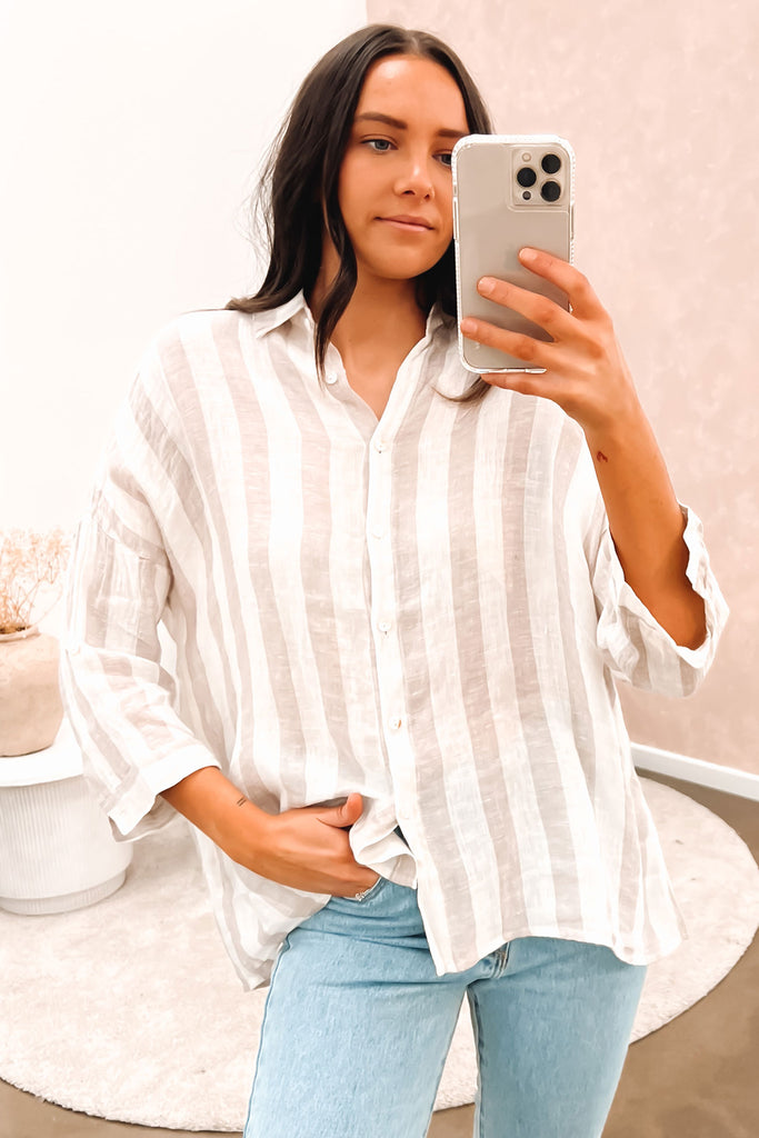 Aelin Shirt Teal Stripe