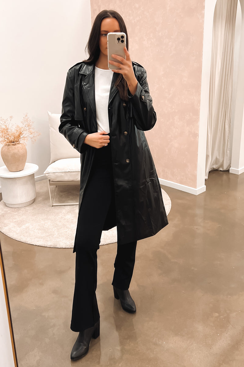 Alexis Vegan Leather Trench Black Jean Jail