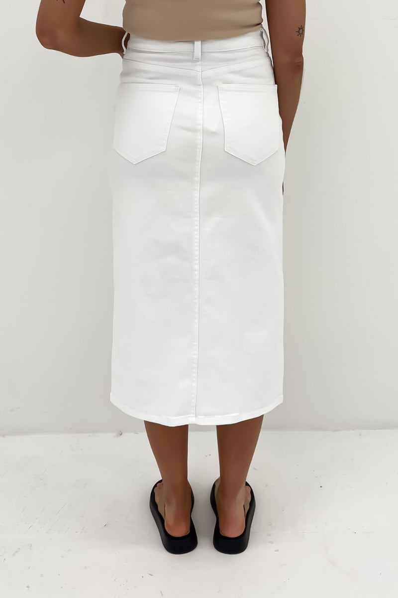 Boutique MIH JEANS Midi length high waist white denim skirt Retail price  €281 Size XS