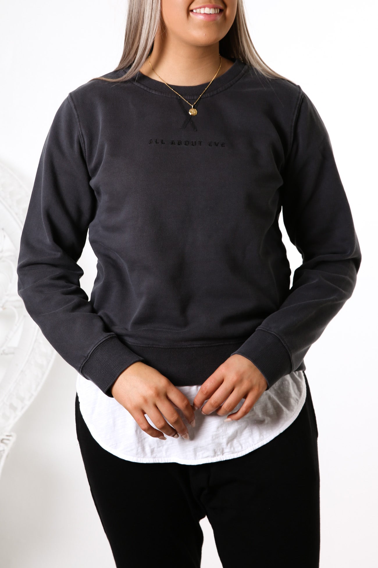 All About Eve Washed Crew Charcoal