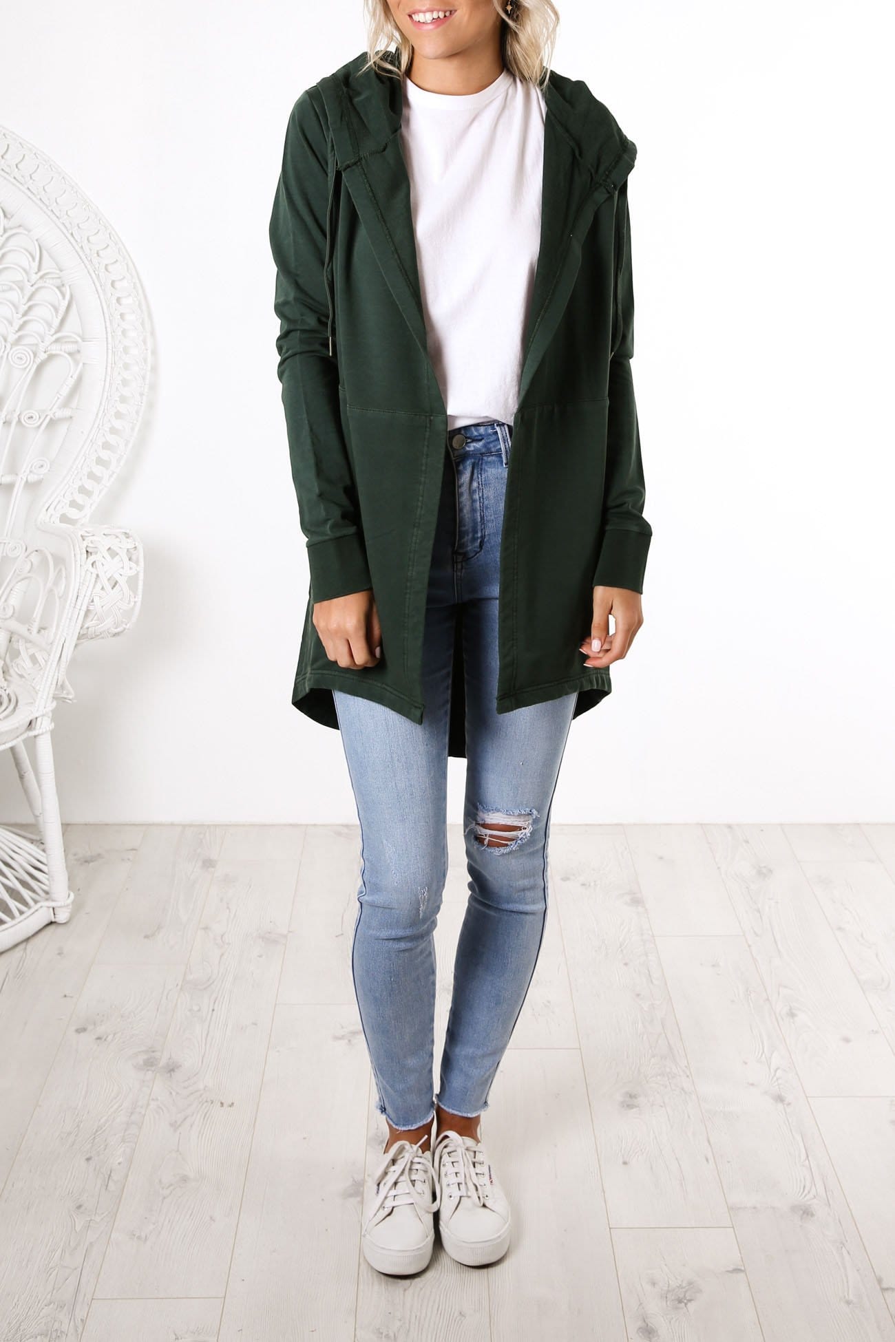 Ashleigh Hooded Cardi Bottle Green