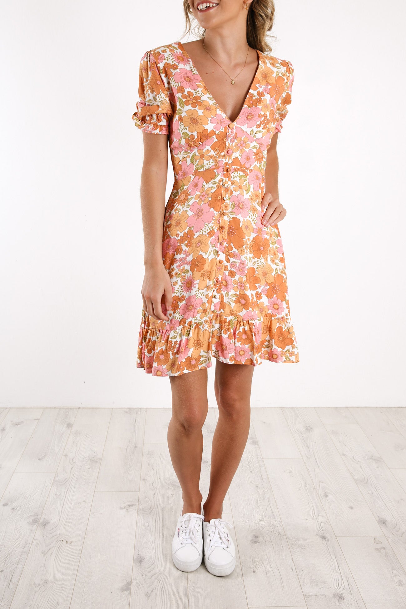 Audrey Dress Orange Floral