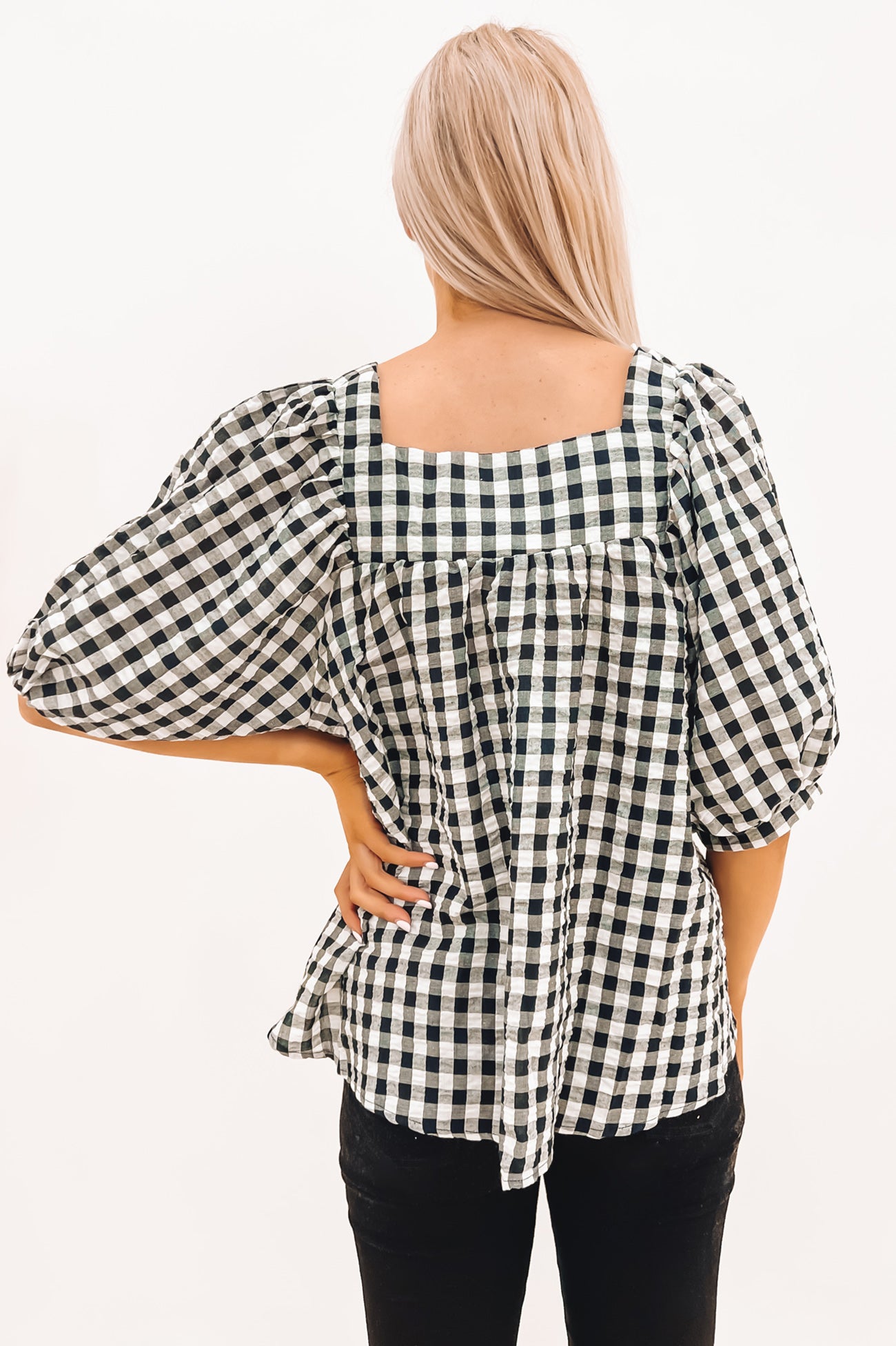Ava Top Black White Check
