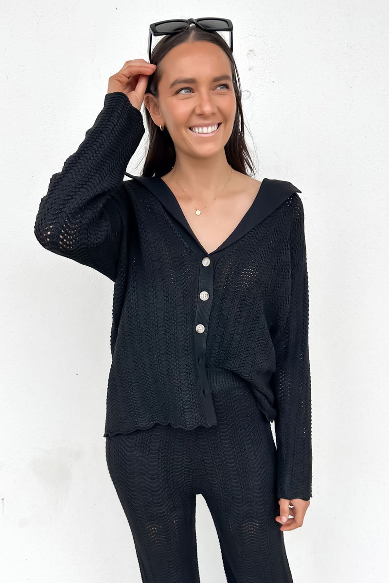 Aylin Crochet Shirt Black