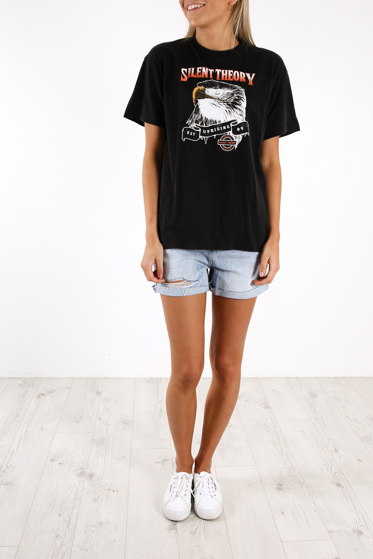 Beaked Tie Tee Washed Black