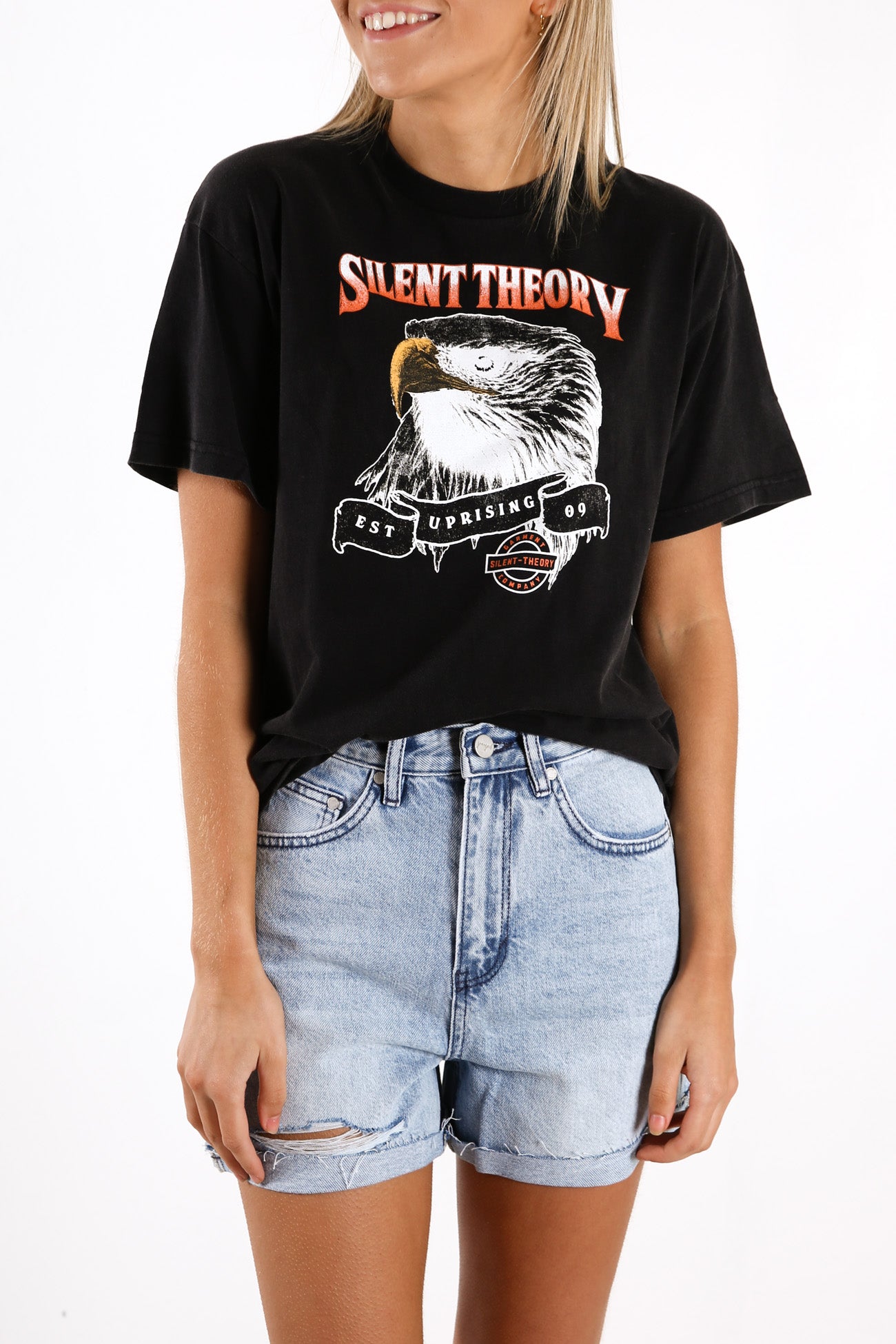 Beaked Tie Tee Washed Black