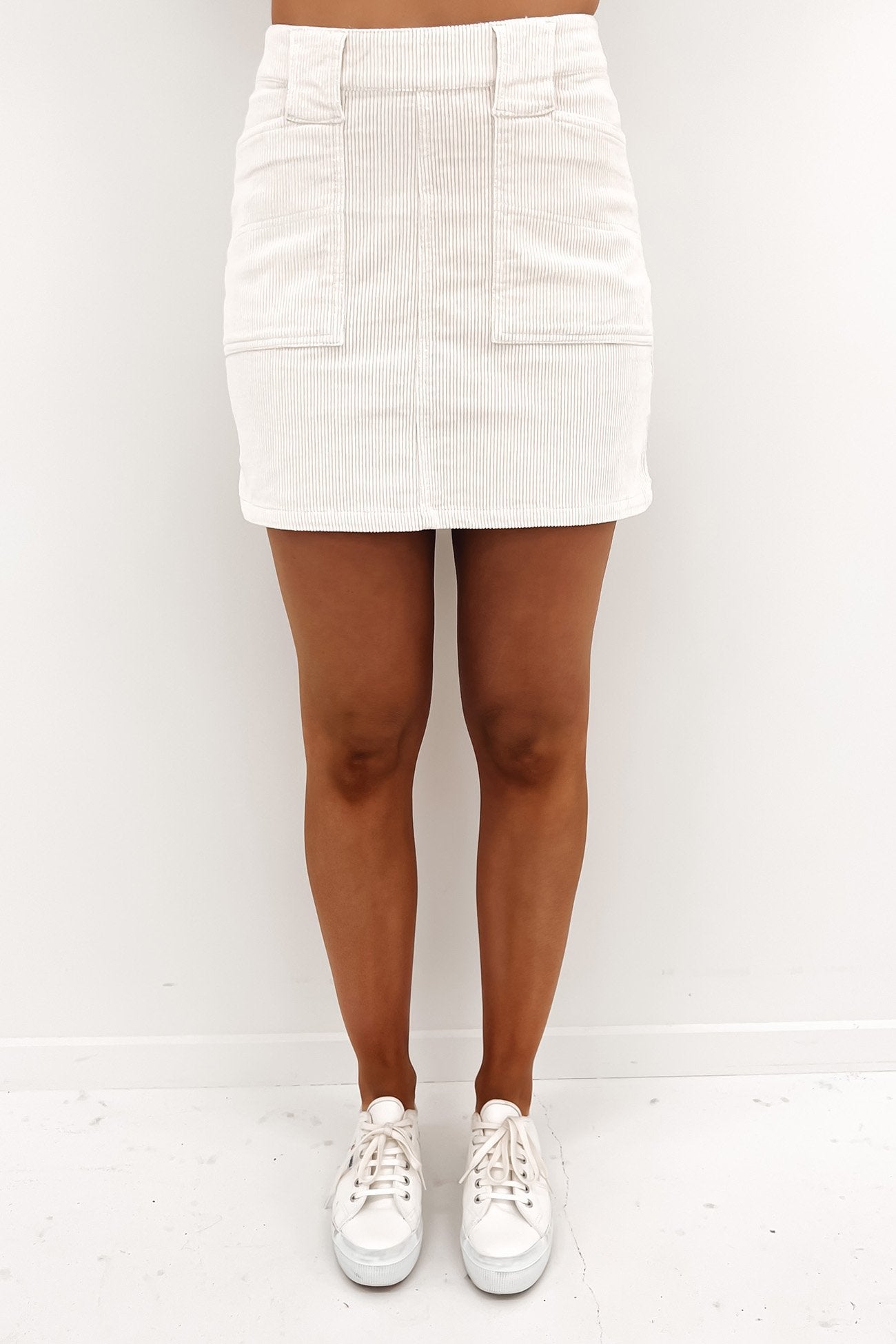 Belle Cord Skirt Vintage White