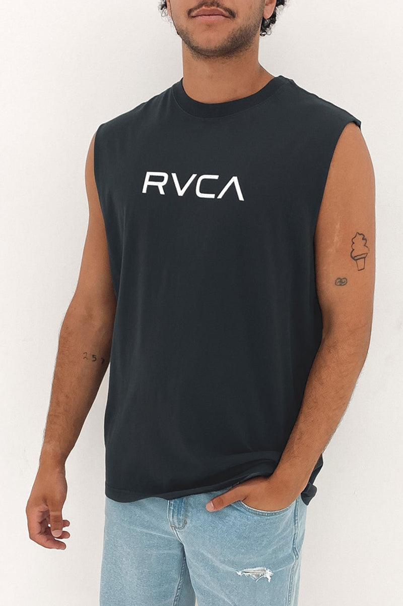 Big RVCA Washed Muscle Tee Black