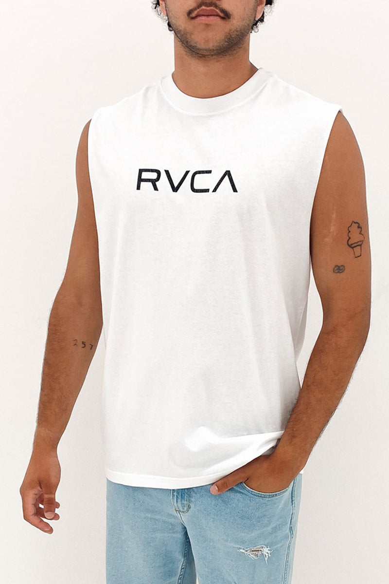 Big RVCA Washed Muscle Tee White