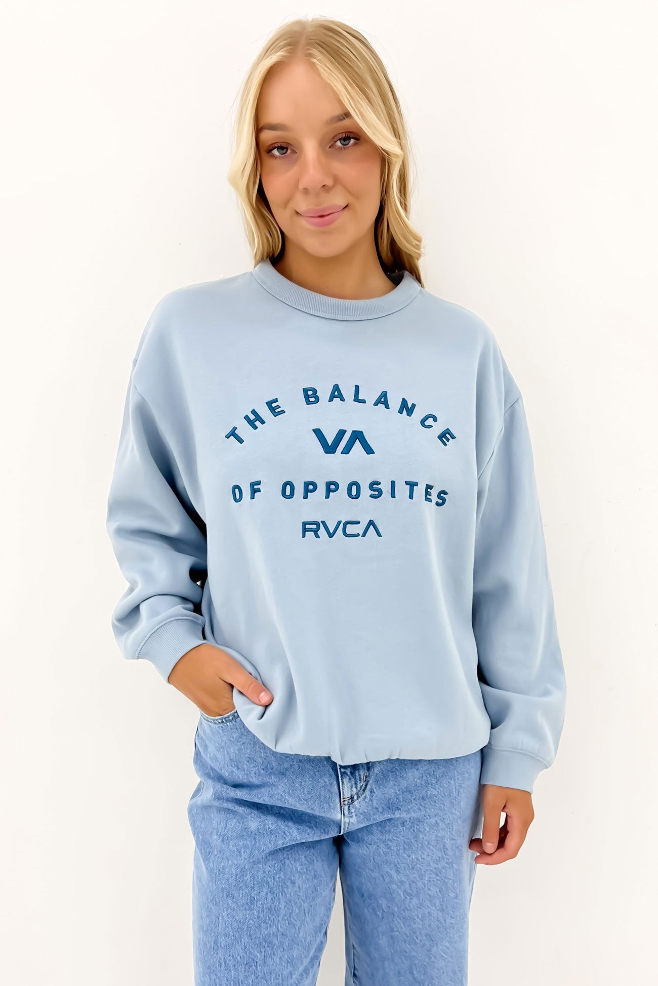 Bold RVCA Vintage Crew Ice Blue XS 6