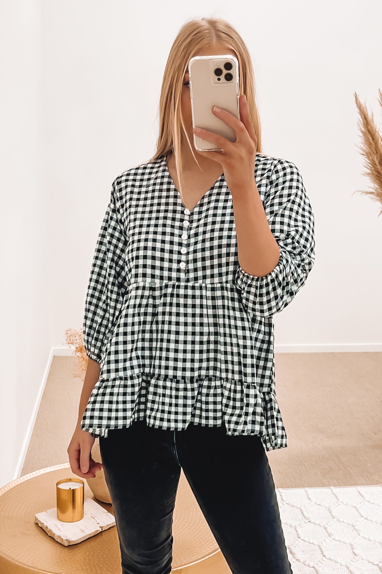 Brandy Top Black Gingham