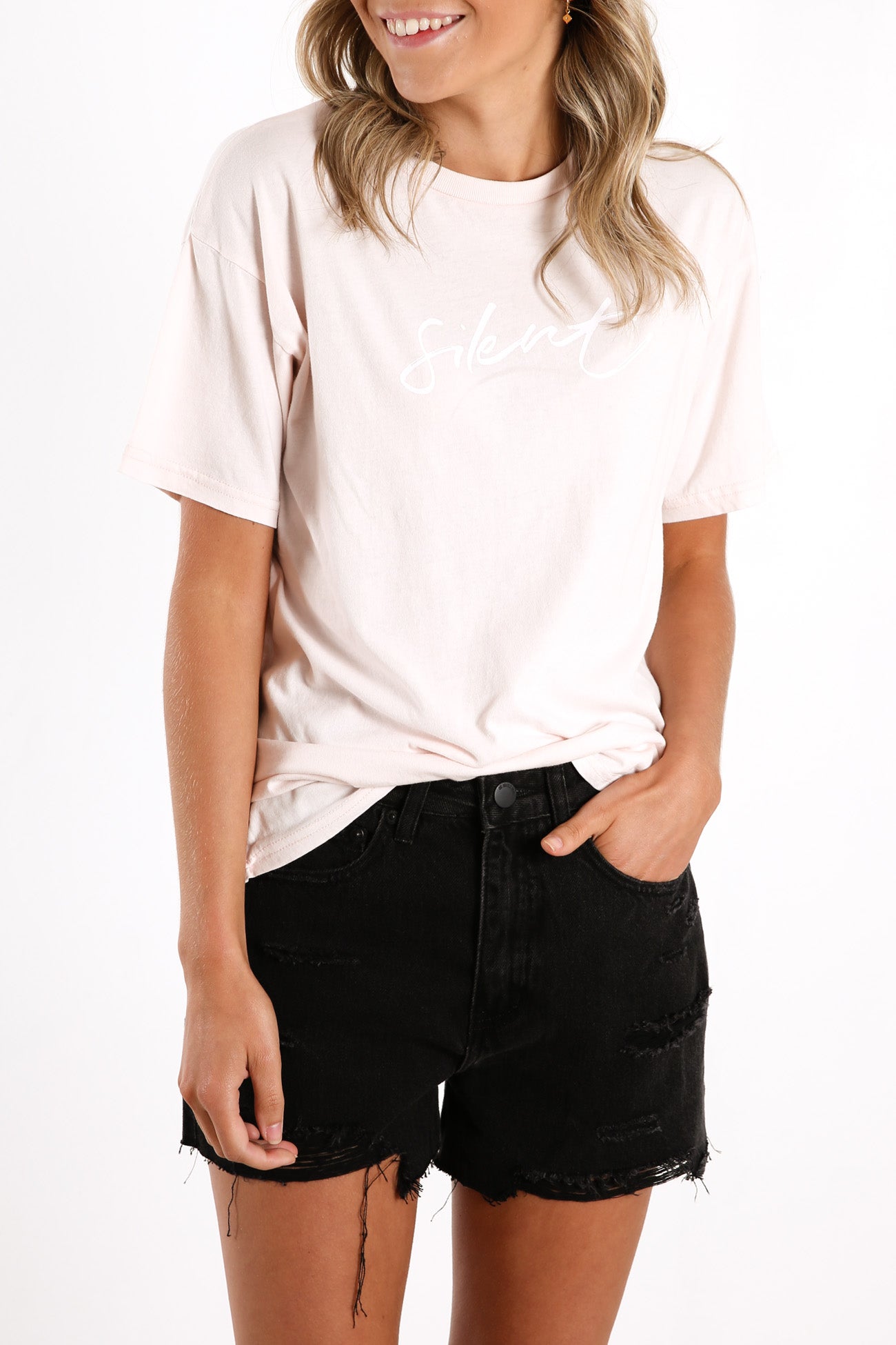 Caged Tie Tee Pink