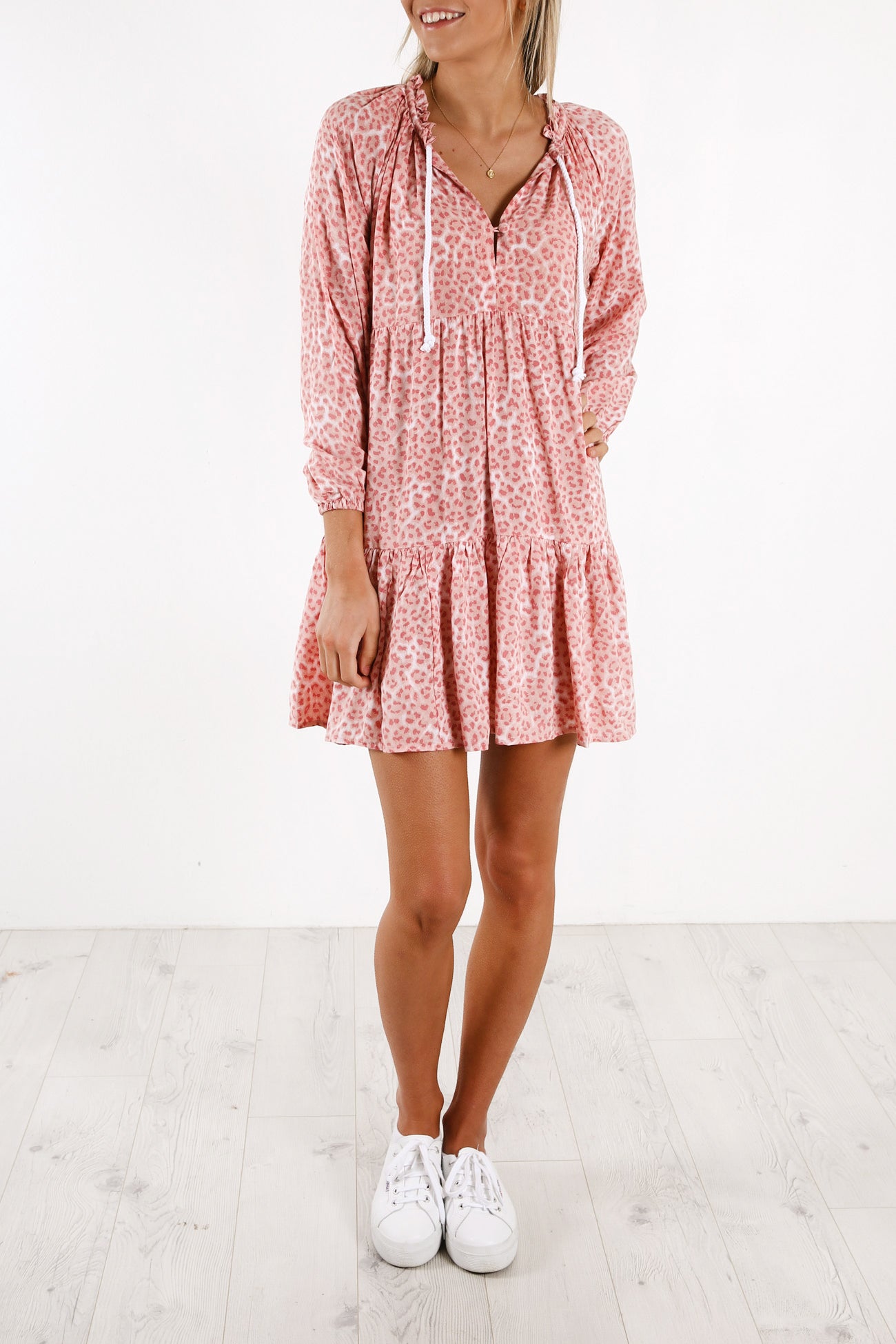 Cali Rope Mini Dress Pink Leopard