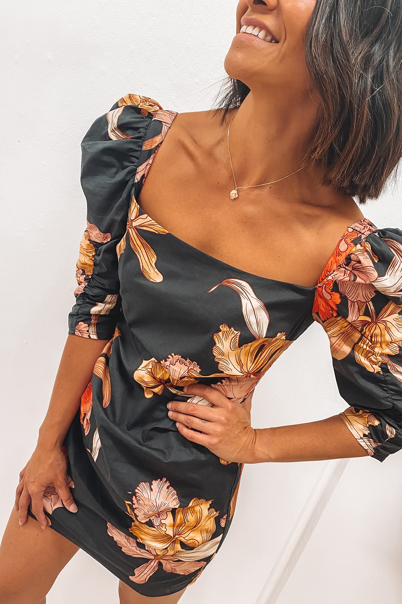 Calyx Dress Dark Floral