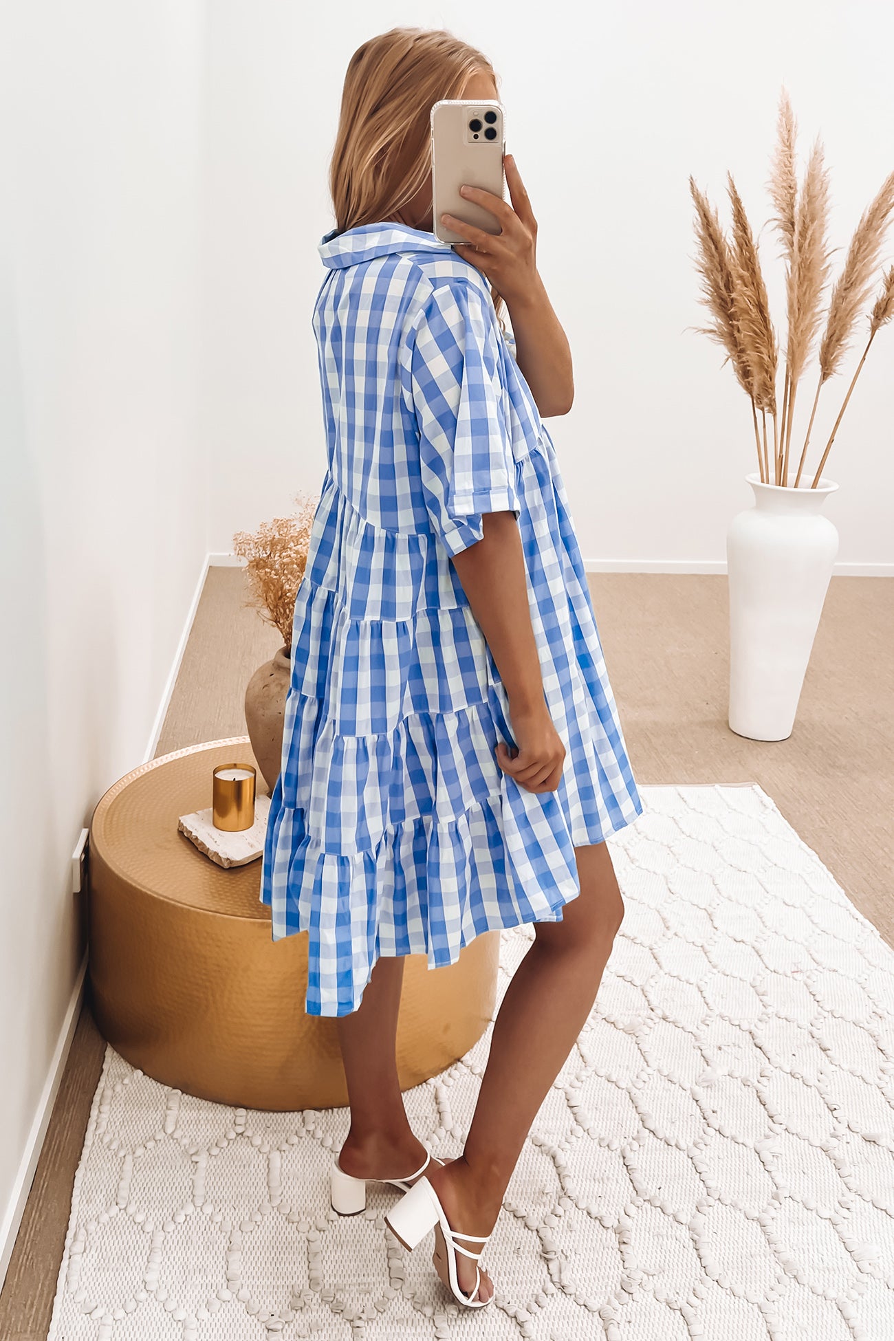 Cecily Mini Dress Blue Check