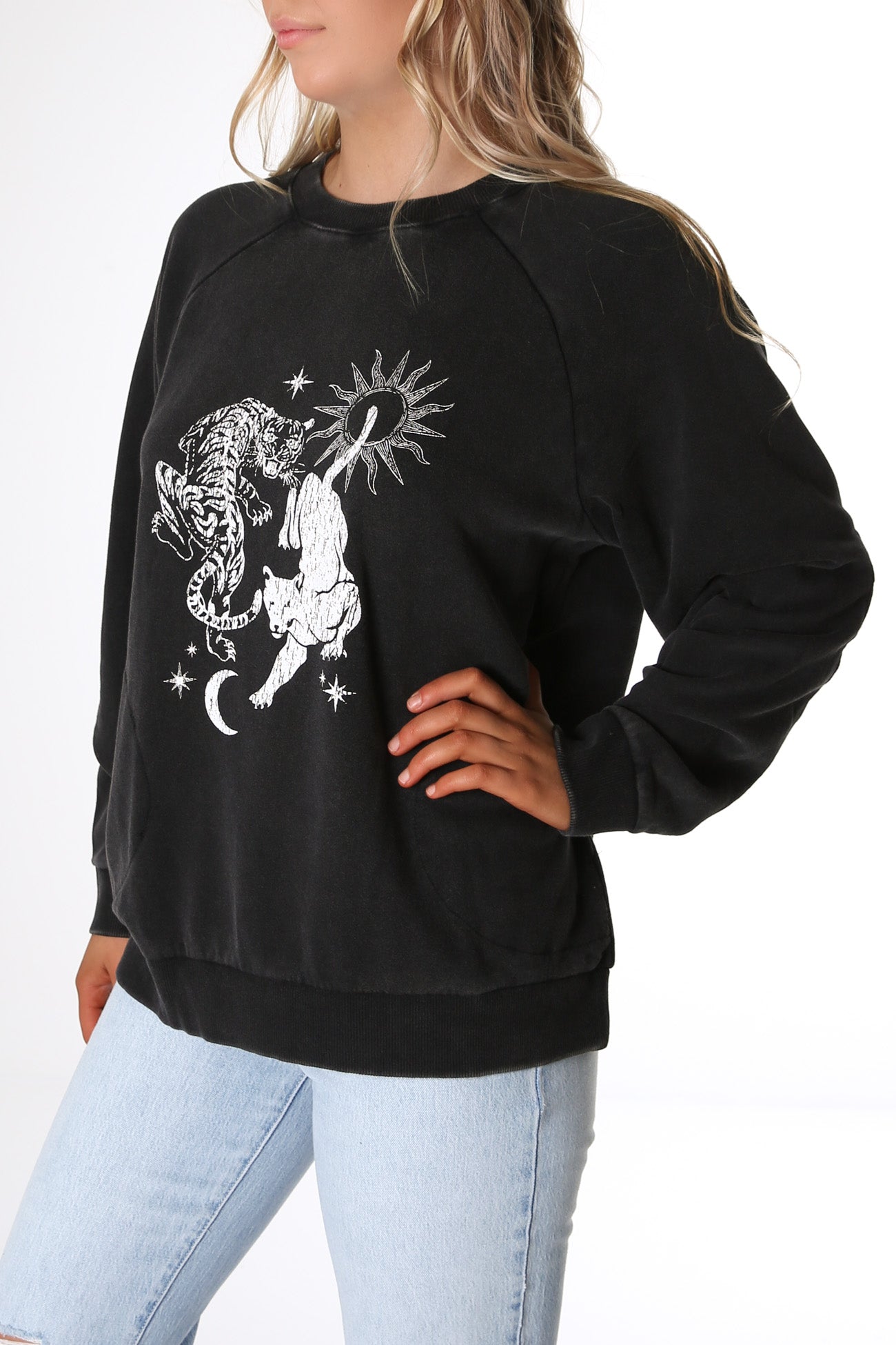Celestial Tigers Crew Washed Black