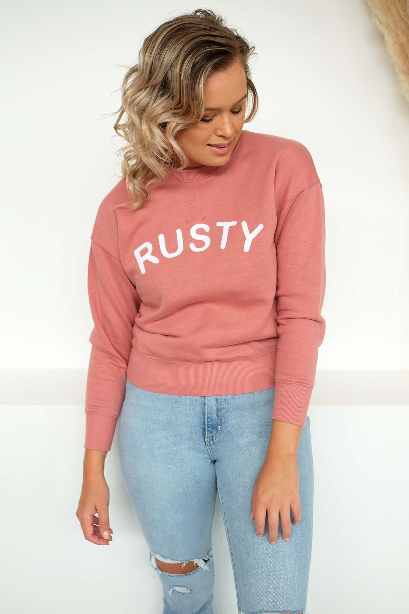 Chain Crew Neck Fleece Withered Rose Rusty - Jean Jail