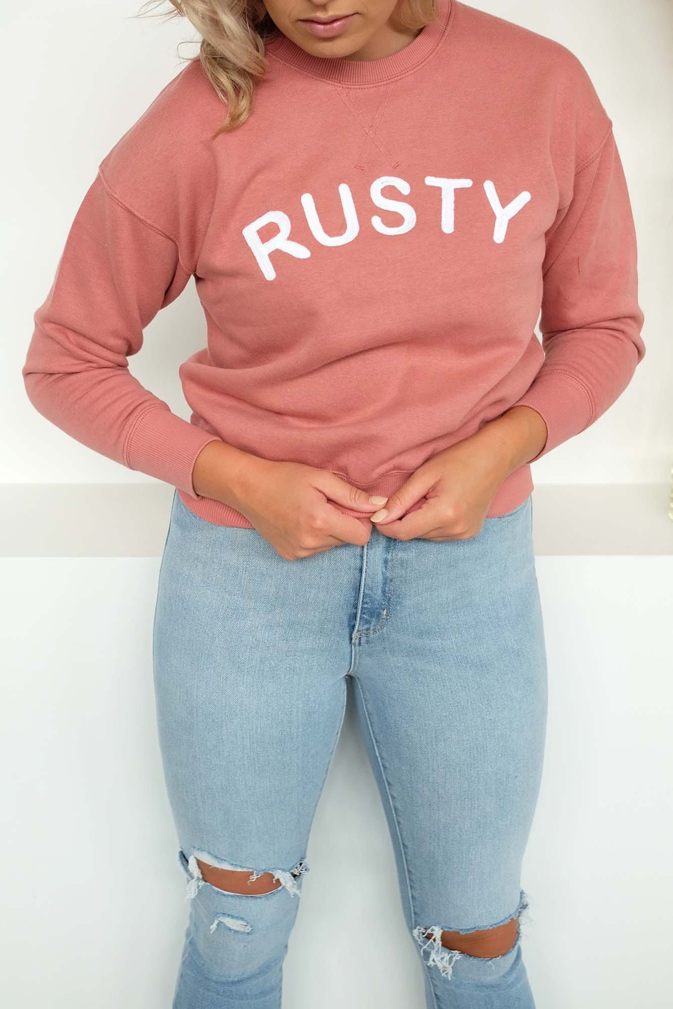 Chain Crew Neck Fleece Withered Rose Rusty - Jean Jail