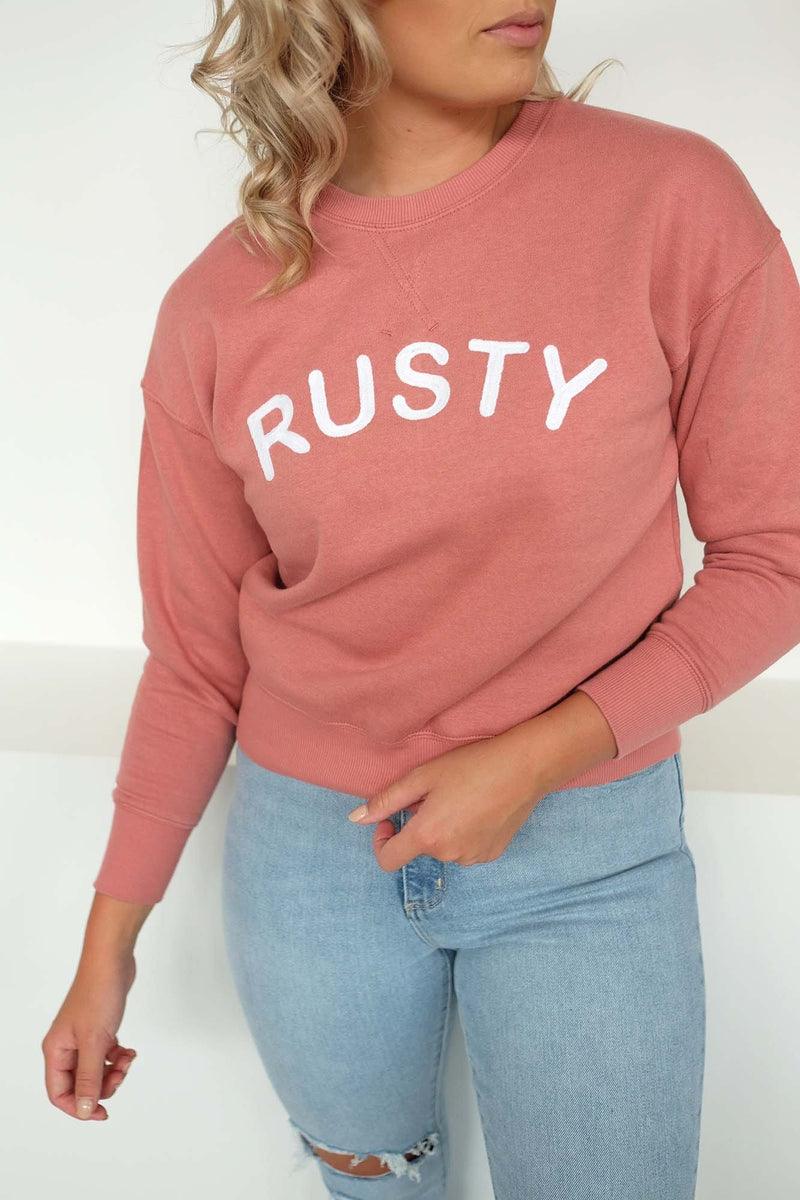 Chain Crew Neck Fleece Withered Rose Rusty - Jean Jail