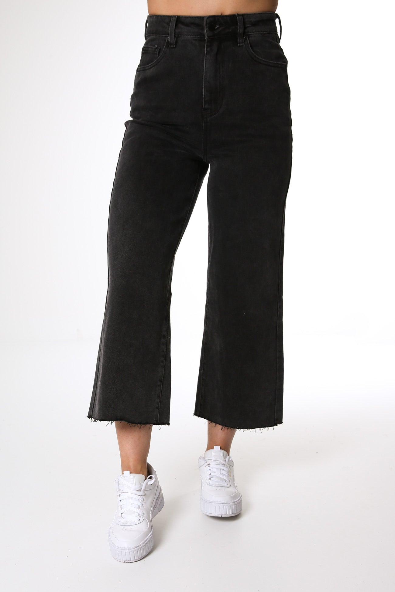 Charlie High Rise Wide Leg Jean Denim Faded Black