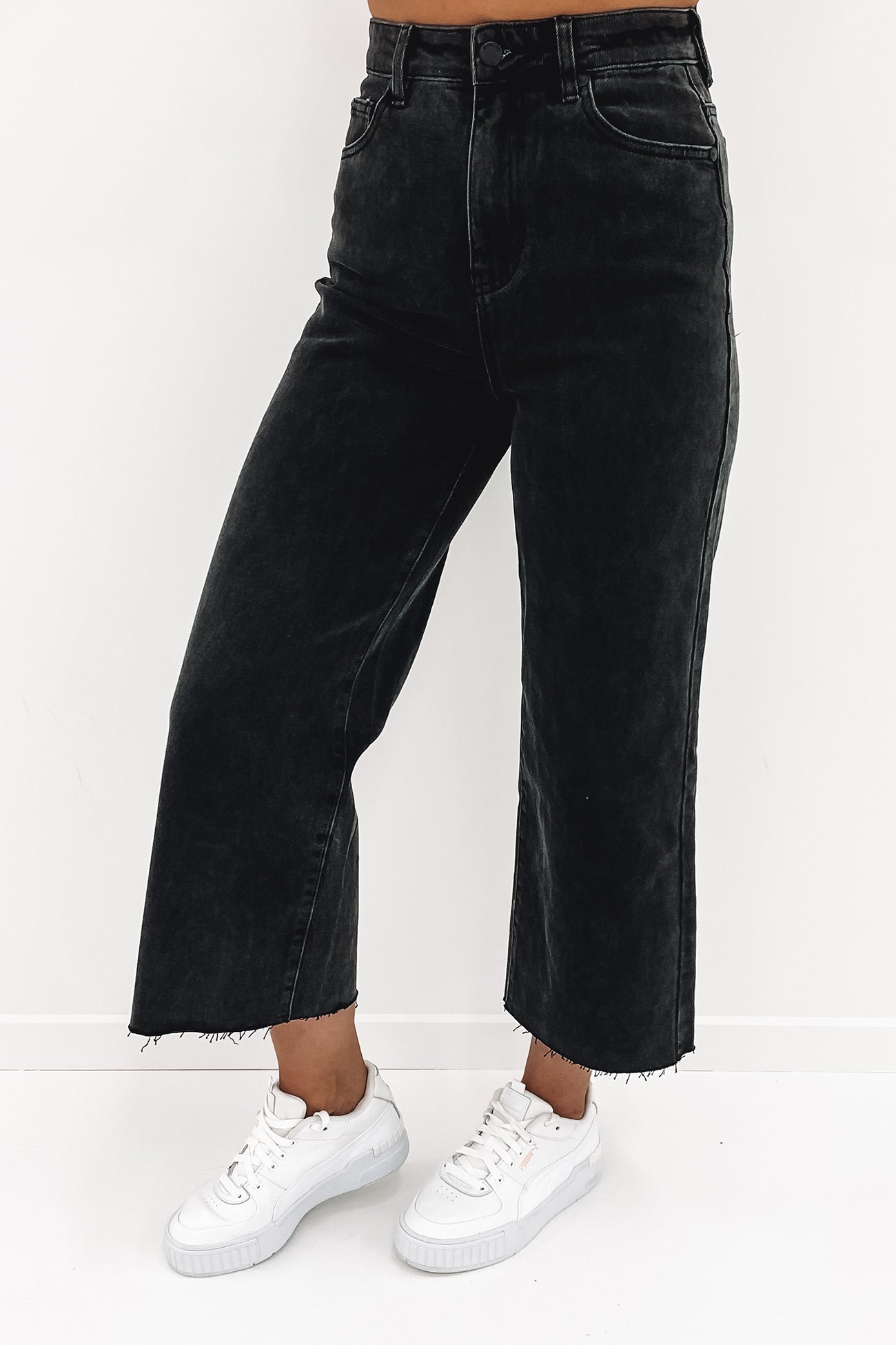 Charlie High Rise Wide Leg Jean Denim Faded Black
