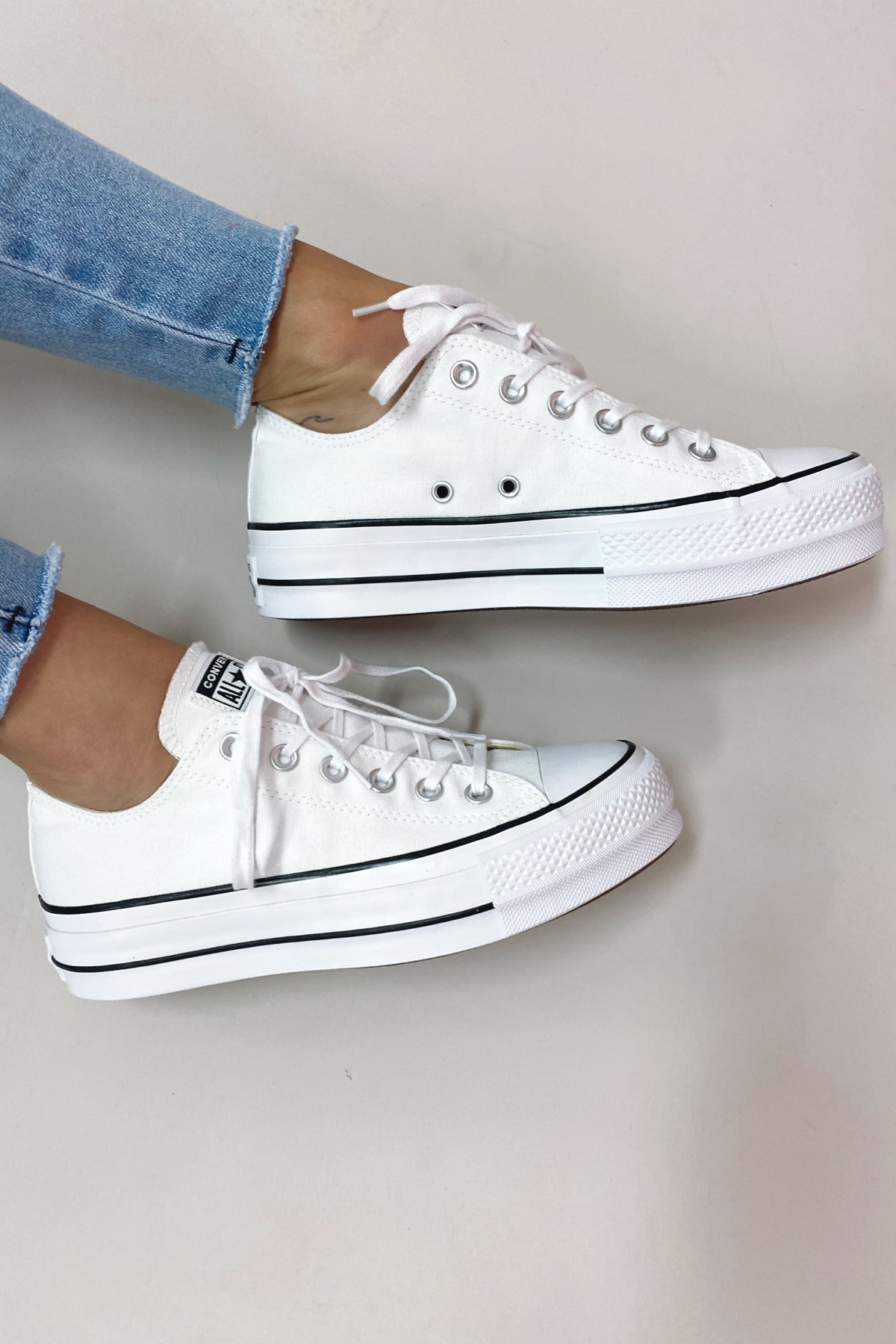 Mistillid global Lydighed Chuck Taylor All Star Canvas Lift Low Top White - Jean Jail