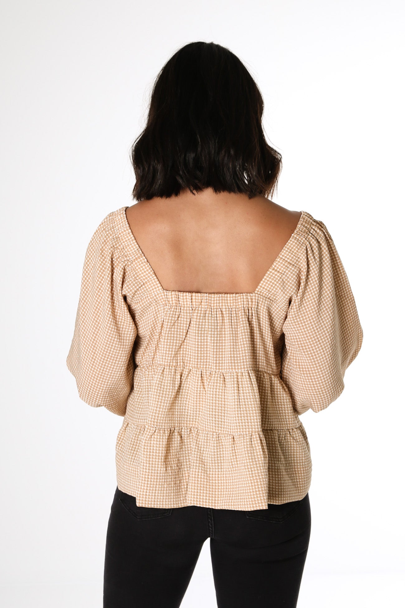 Clara Top Tan Check