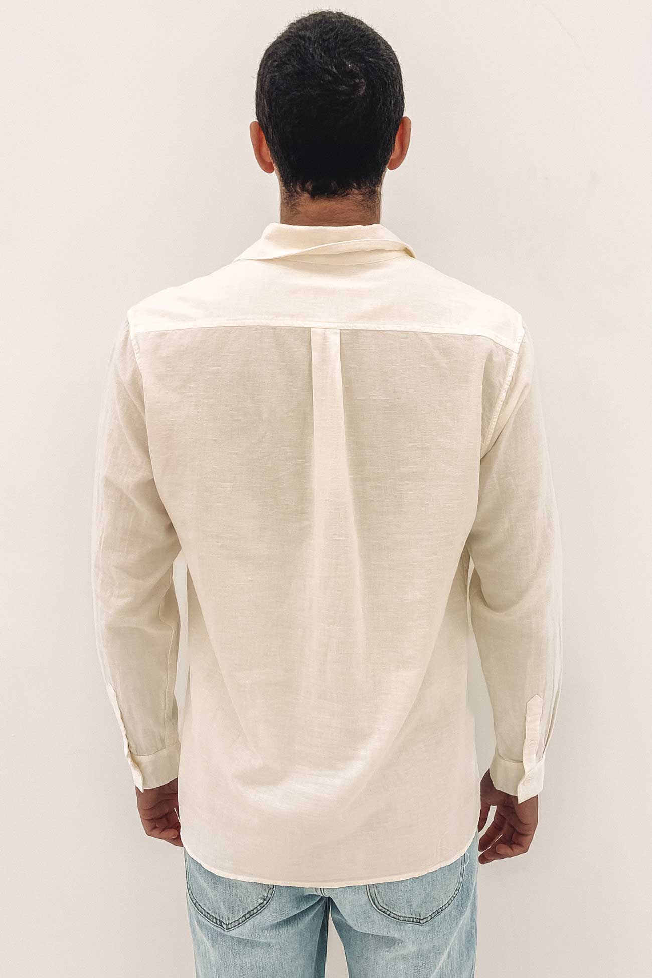 Classic Linen Long Sleeve Shirt Vintage White