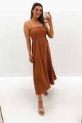Classic Shirred Midi Dress Oat