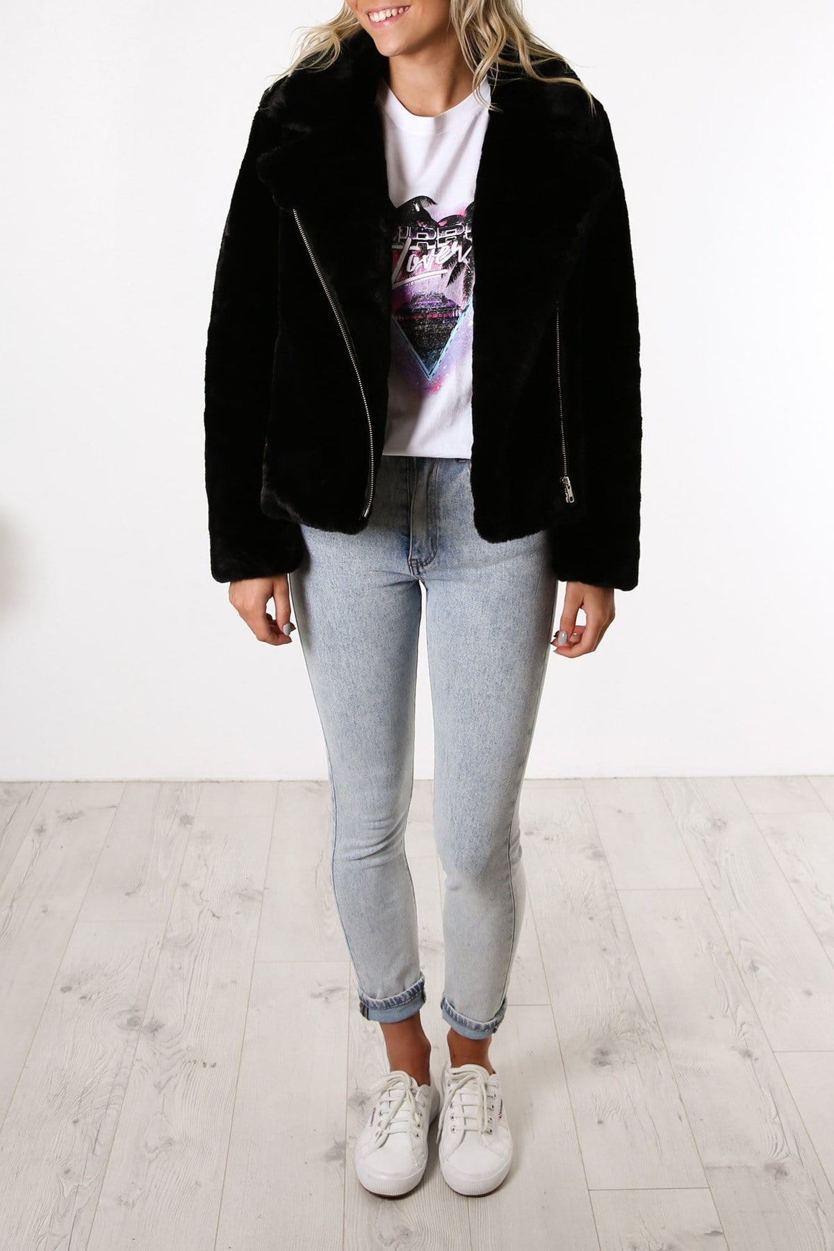 Quiz faux discount fur jacket black