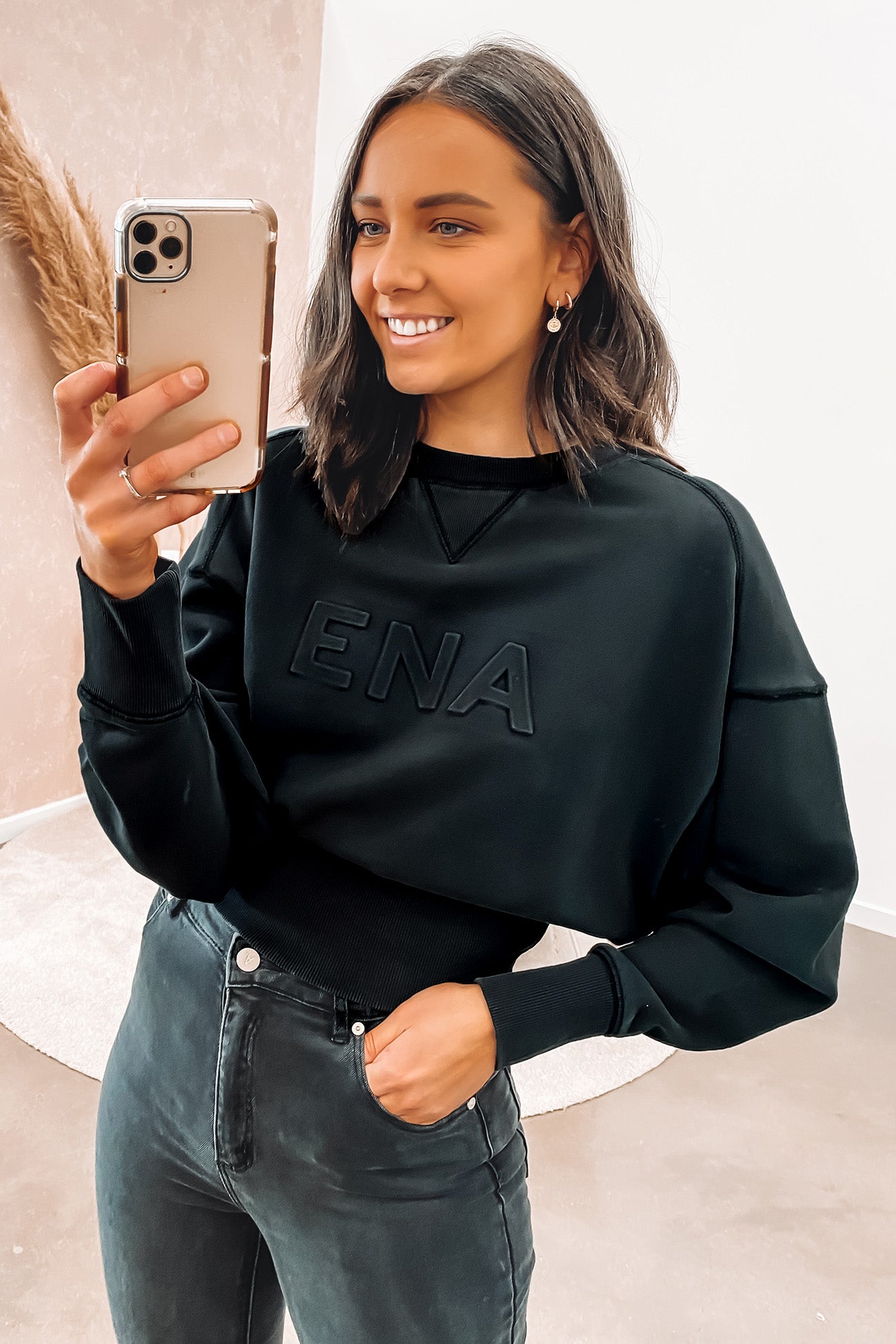 Compact Logo Crop Sweatshirt Washed Black