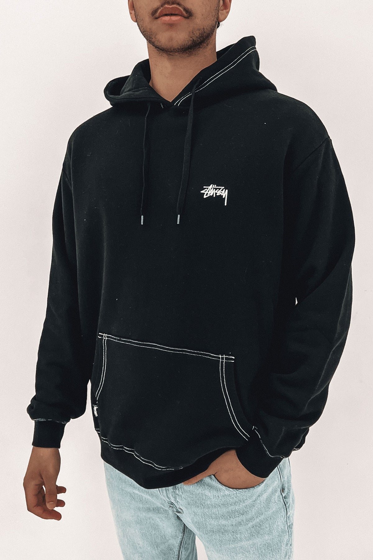 Contrast stitch hoodie clearance