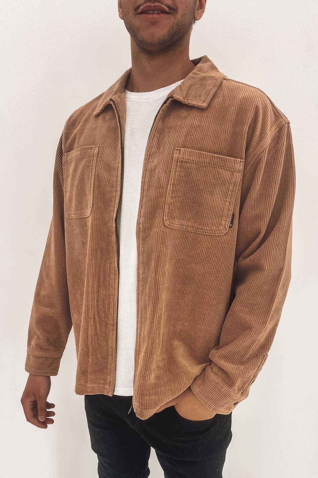 Coup Cord Long Sleeve Overshirt Beaver Brown