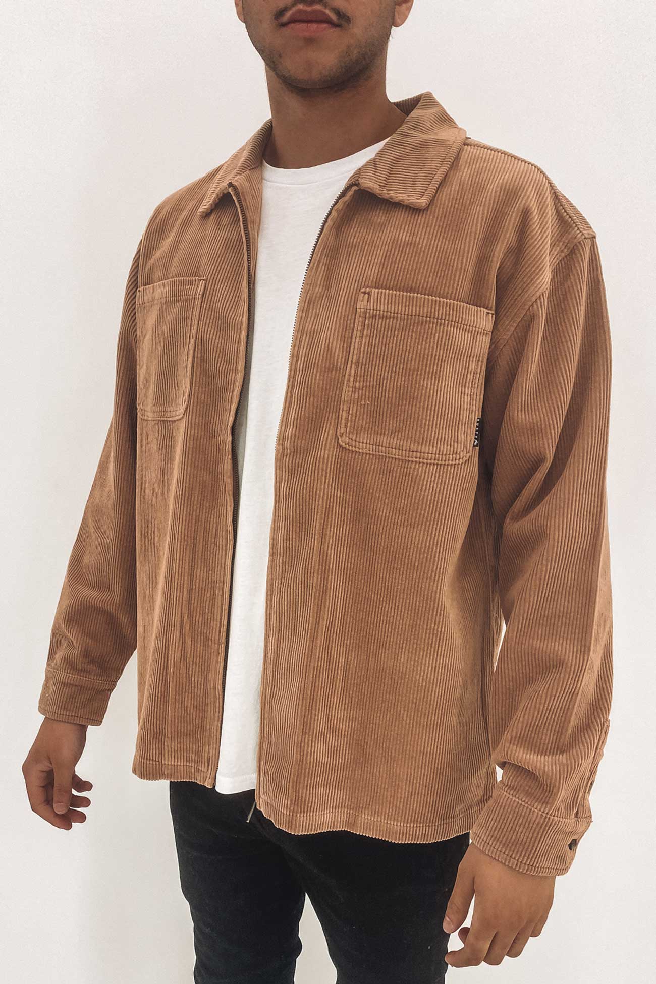 Coup Cord Long Sleeve Overshirt Beaver Brown