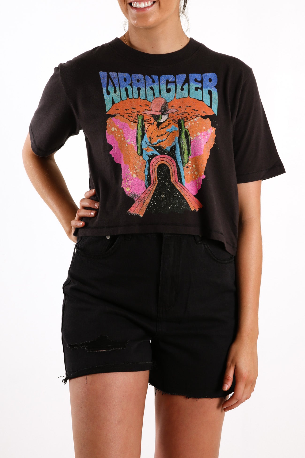 Dawn Highway Crop Tee Worn Black