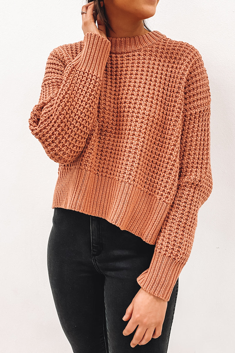 Eden Waffle Knit Jumper Terracotta