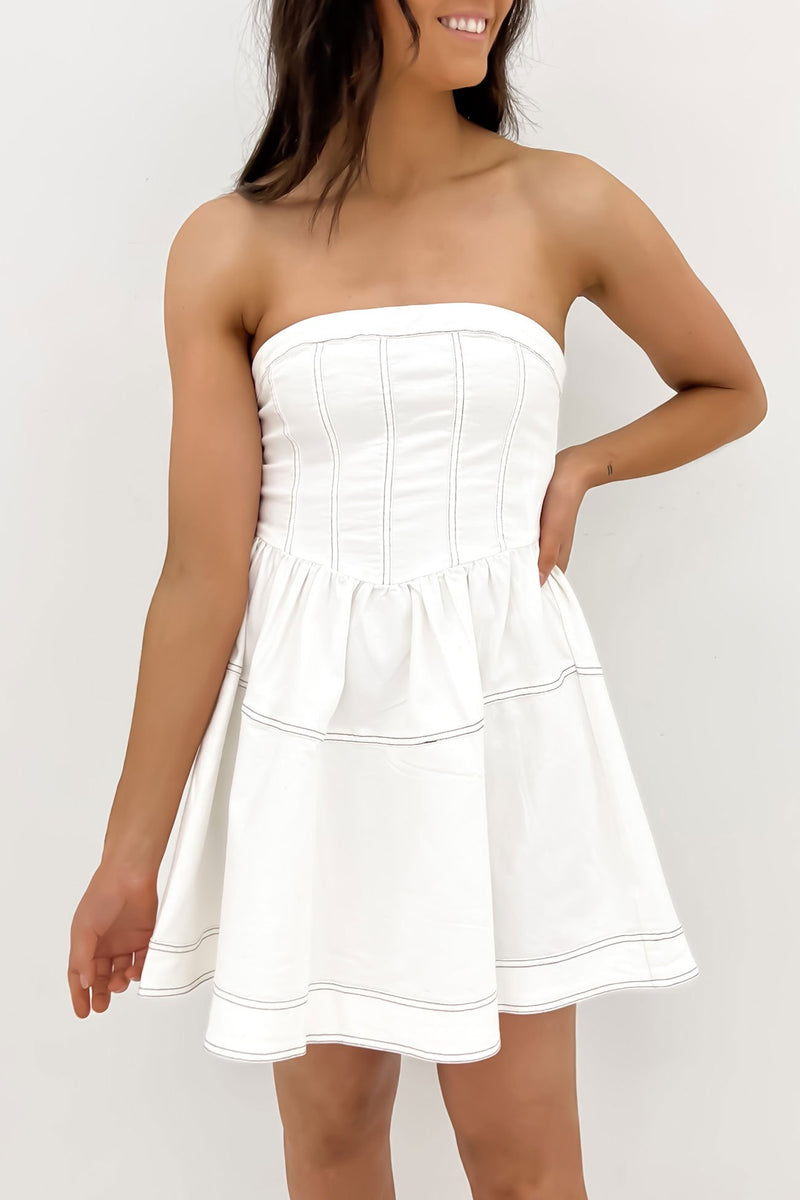 Erin Denim Mini Dress White