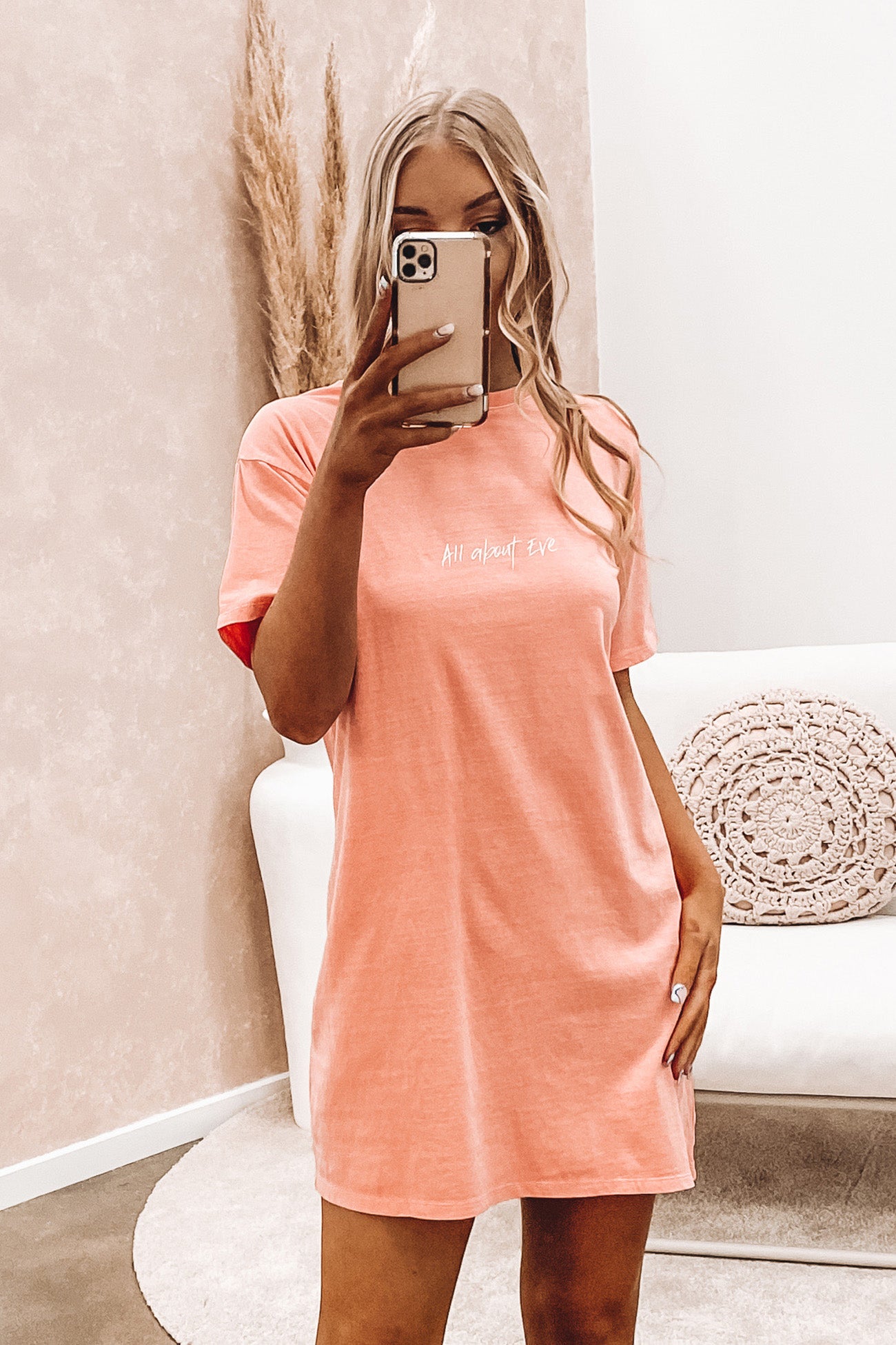 Essential Eve Tee Dress Peach