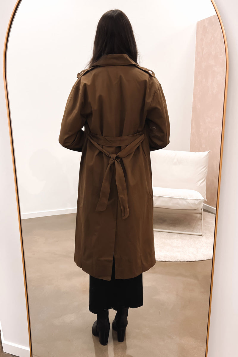 Dark khaki trench coat shop