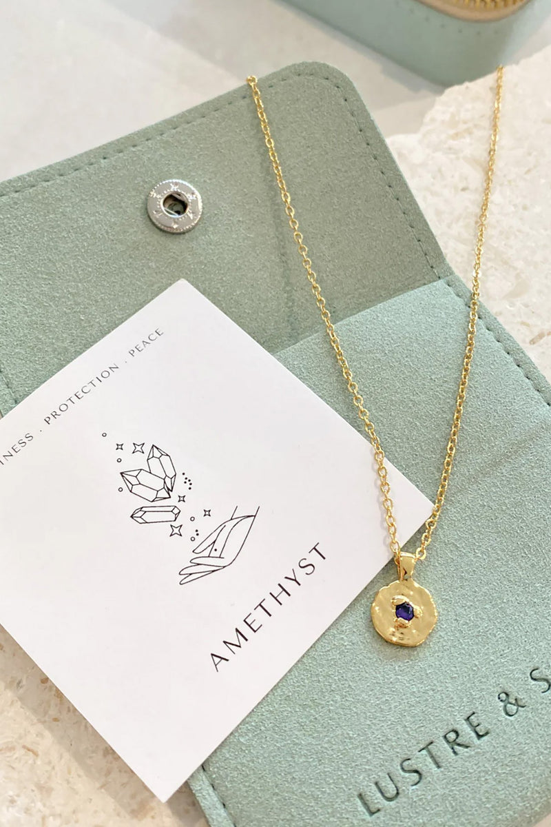 Birthstone Necklace February Gold