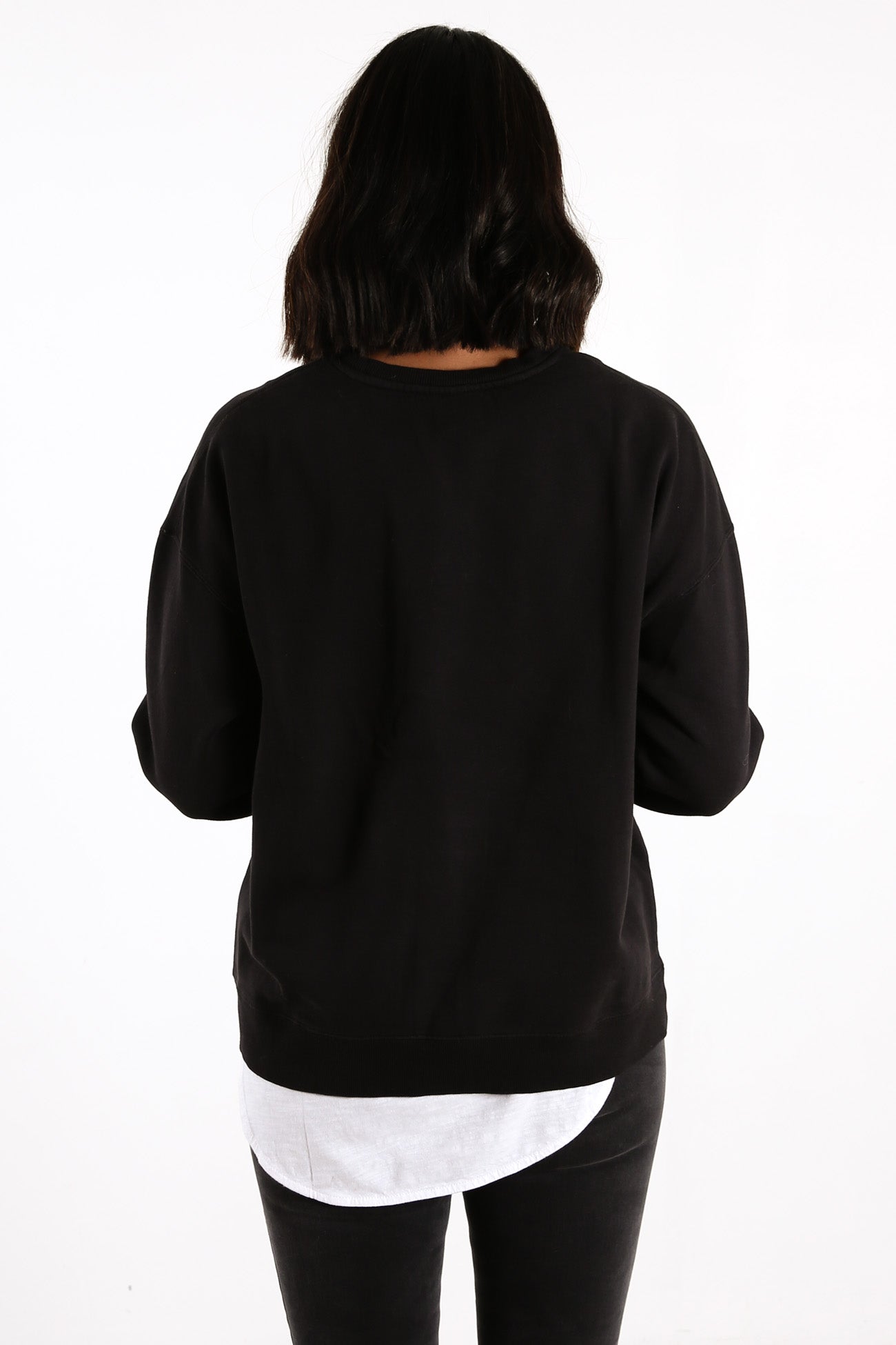 Feline Oversized Fleece Crew Washed Black