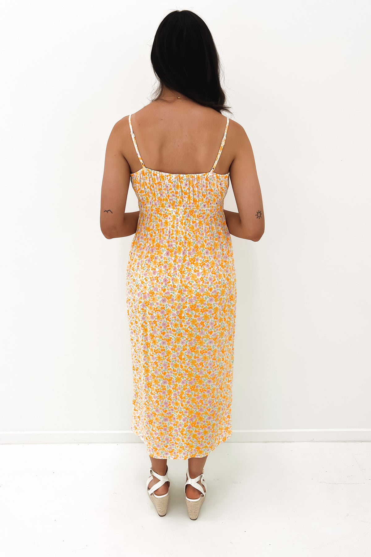 Frida Floral Midi Dress Print Jean Jail