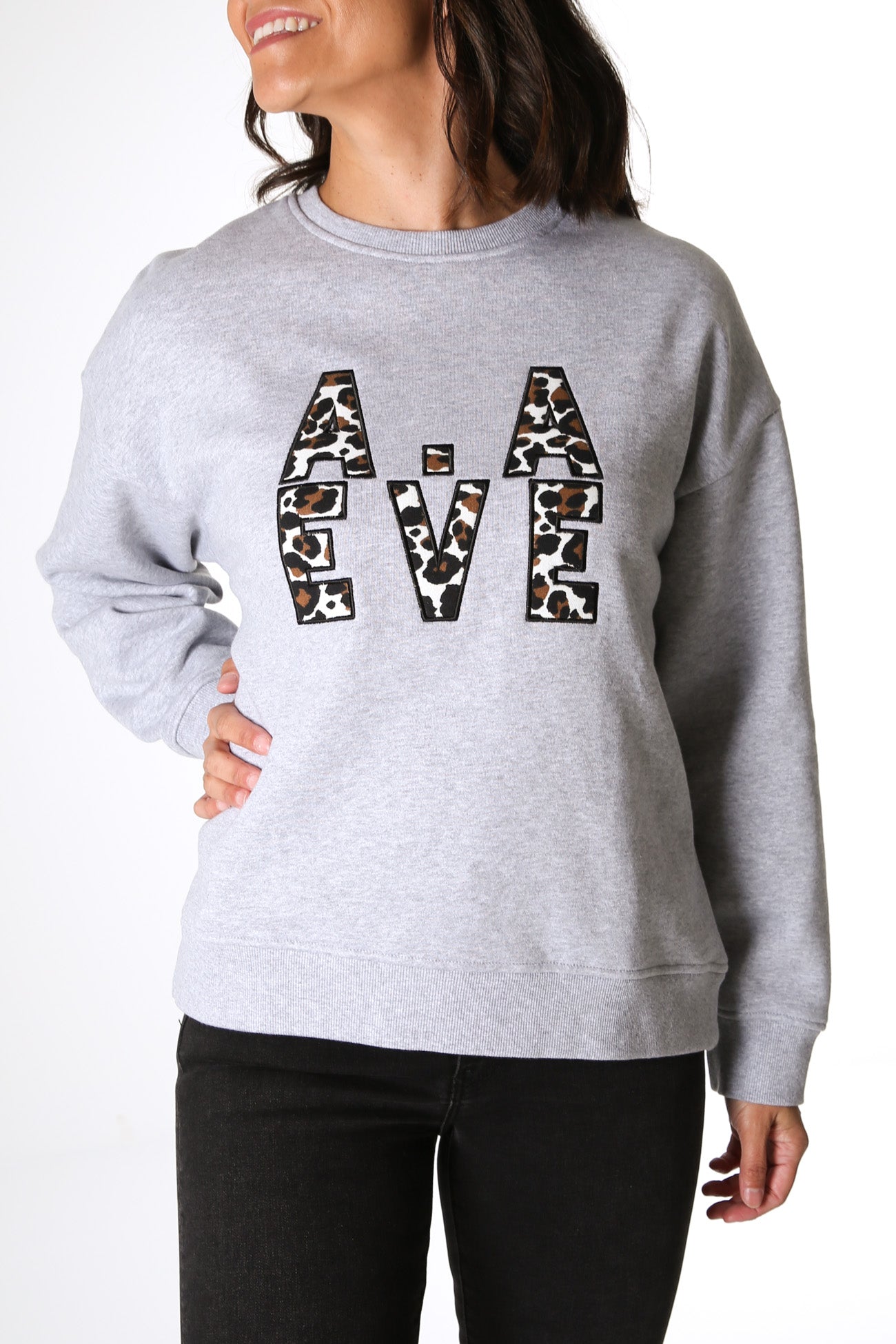 Gemma Patched Crew Grey Marle