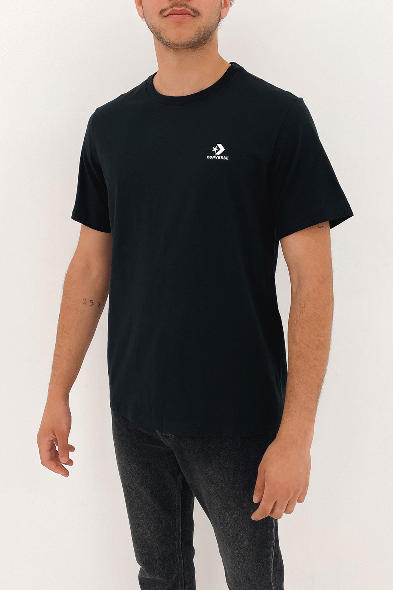Gender Free Converse Go To Embroidered Star Chevron T-Shirt Black