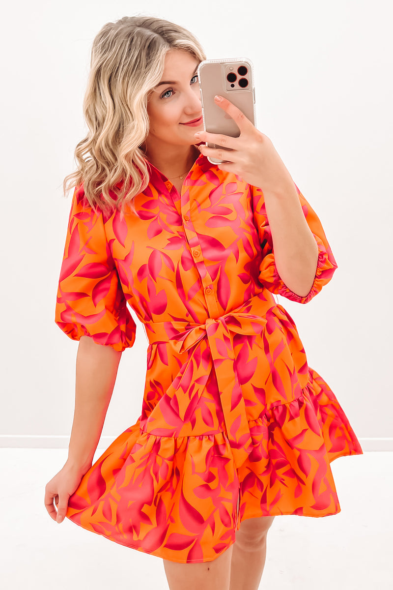 Georgi Mini Dress Orange Pink