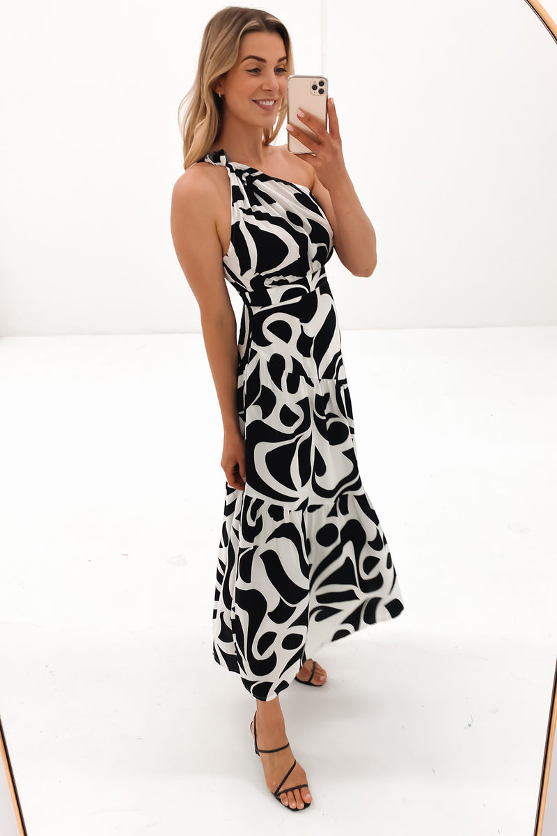 Black and cheap white midi dress