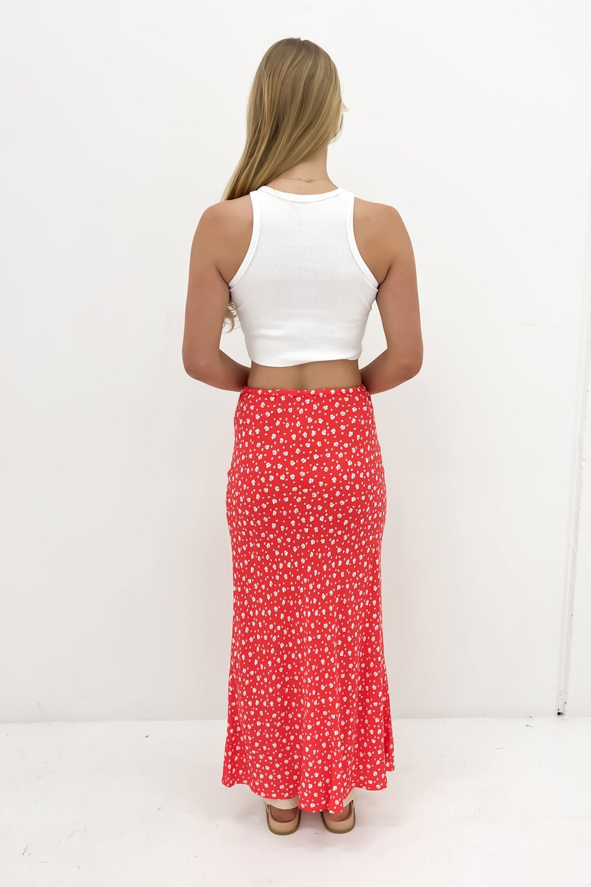 Red flower maxi skirt Clearance