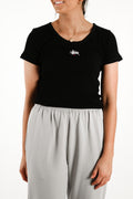 Graffiti Rib Short Sleeve Tee Black