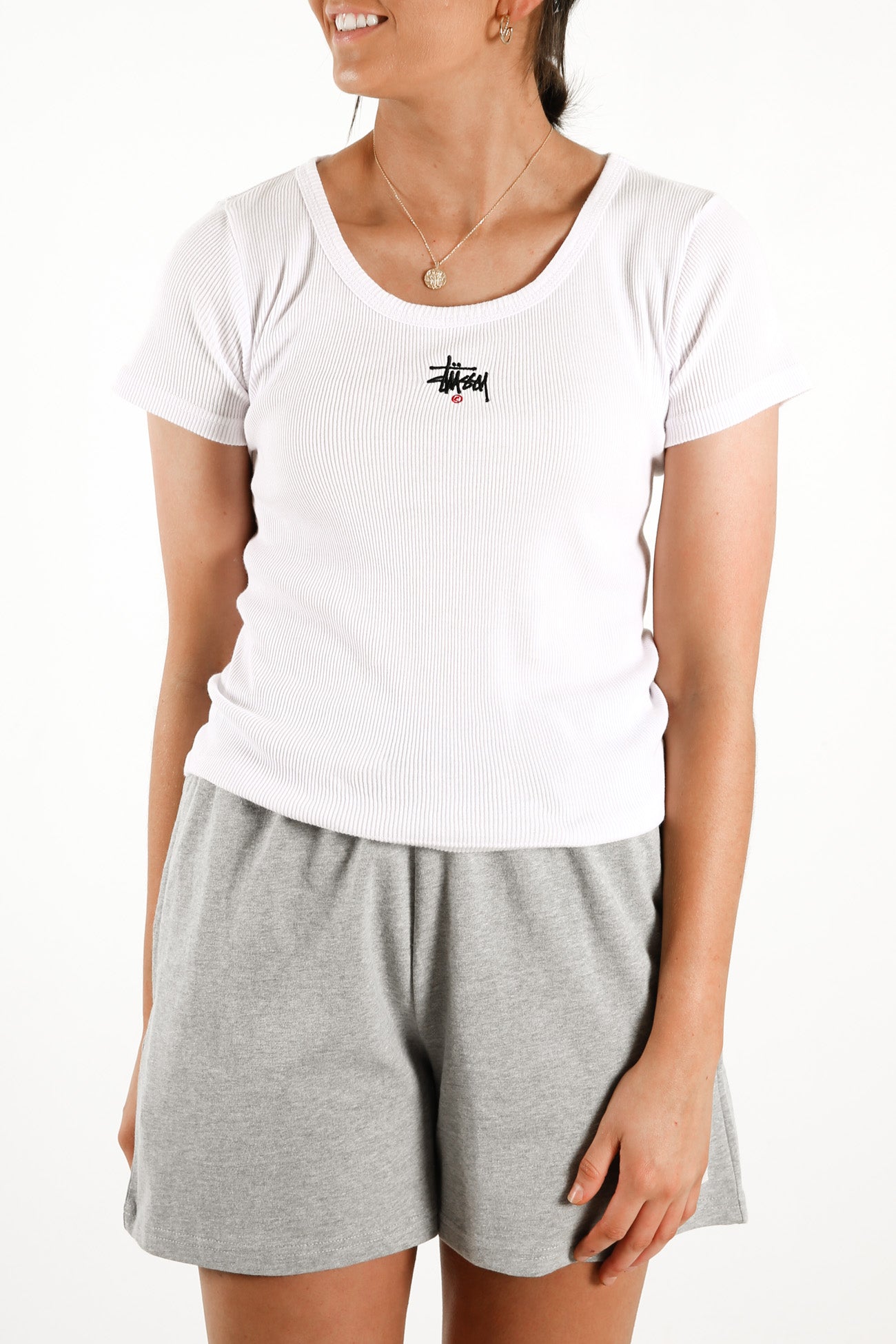 Graffiti Rib Short Sleeve Tee White