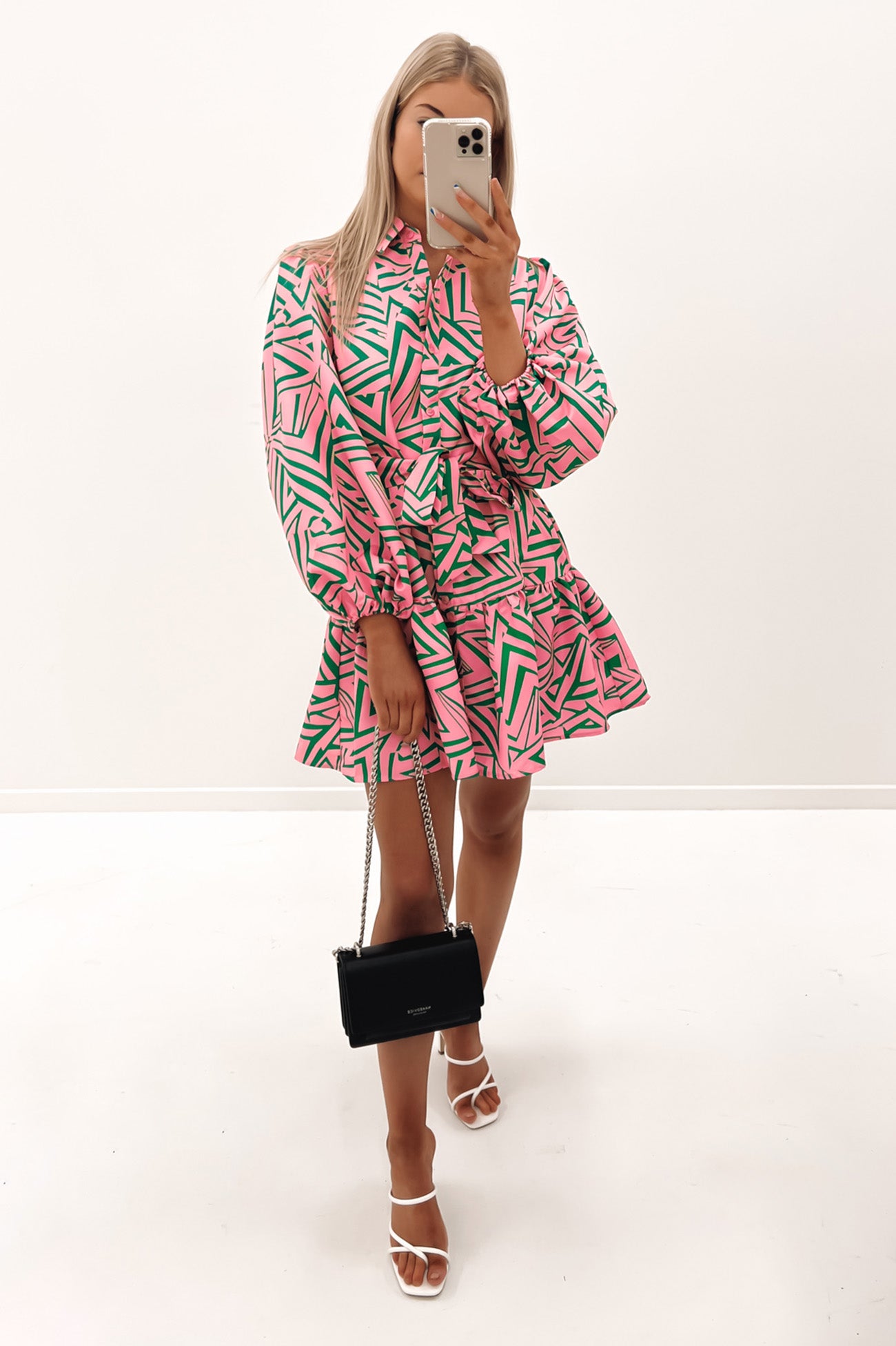 Grayce Geo Mini Dress Pink Green